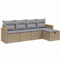 Set Divano da Giardino 5 pz con Cuscini-Sofa da Giardino-Divanetto da esterno Beige Misto Polyrattan 251926