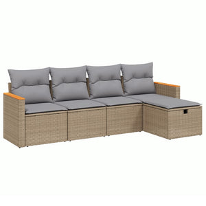 Set Divano da Giardino 5 pz con Cuscini Beige Misto Polyrattan 3265287