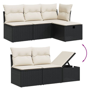 Set Divano da Giardino 6 pz con Cuscini-Sofa da Giardino-Divanetto da esterno Nero in Polyrattan 363057