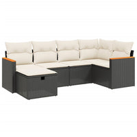 Set Divano da Giardino 6 pz con Cuscini-Sofa da Giardino-Divanetto da esterno Nero in Polyrattan 245876