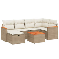 vidaXL Set Divani da Giardino 7 pz con Cuscini Beige in Polyrattan