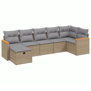 Set Divano da Giardino 7 pz con Cuscini Beige Misto Polyrattancod mxl 113763