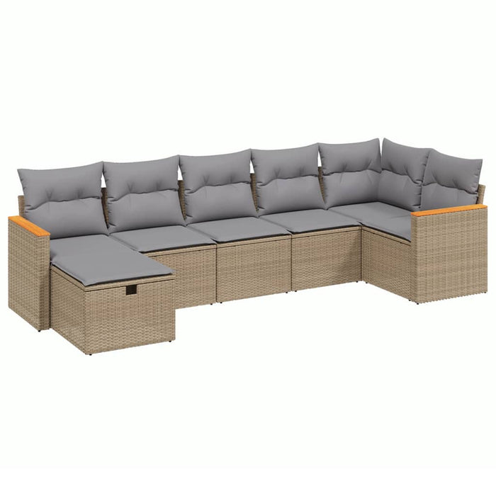 Set Divano da Giardino 7 pz con Cuscini Beige Misto Polyrattancod mxl 113763