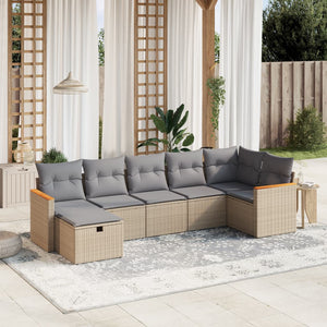 Set Divano da Giardino 7 pz con Cuscini Beige Misto Polyrattancod mxl 113763