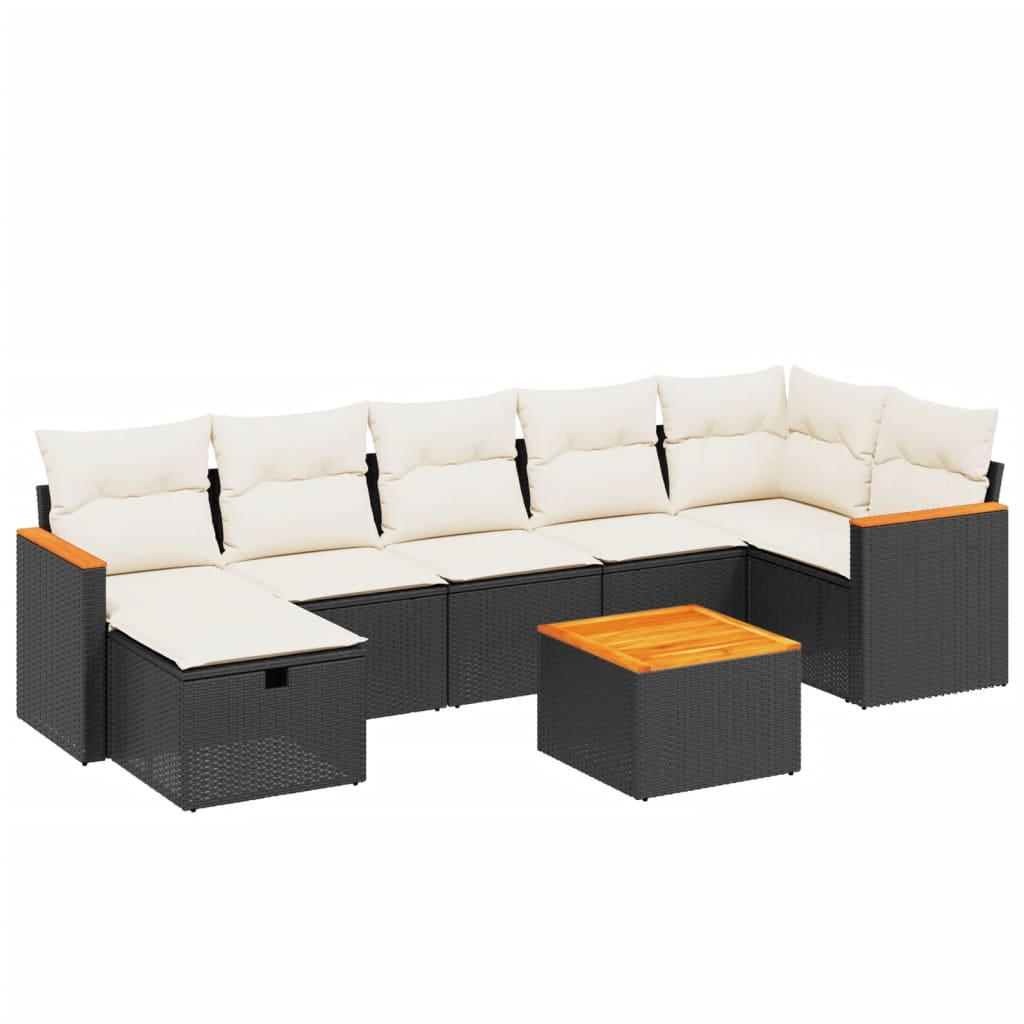 Set Divani da Giardino con Cuscini 8 pz Nero in Polyrattan