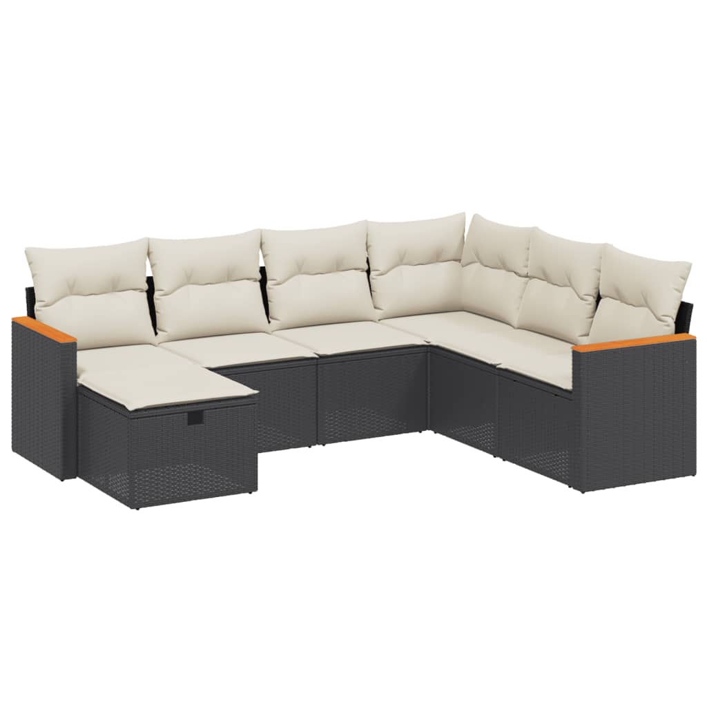 Set Divani da Giardino con Cuscini 7pz Nero Polyrattan 3265326