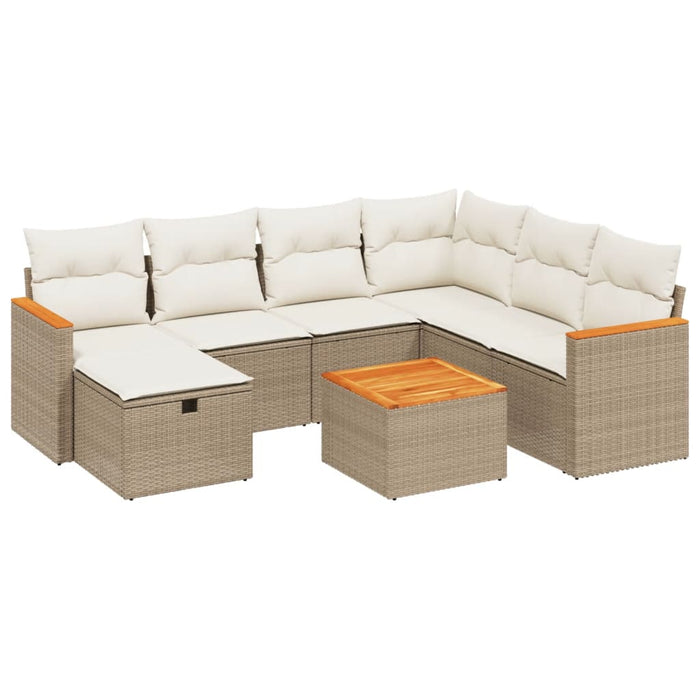 Set Divano da Giardino 8 pz con Cuscini Beige in Polyrattancod mxl 89761