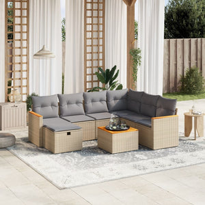 Set Divano da Giardino 8 pz con Cuscini Beige Misto Polyrattancod mxl 113775