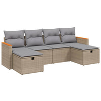 Set Divano da Giardino 6 pz con Cuscini Beige Misto Polyrattan 3265343