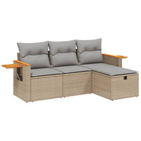 Set Divano da Giardino 4 pz con Cuscini-Sofa da Giardino-Divanetto da esterno Beige Misto Polyrattan 755640