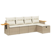 Set Divano da Giardino 5 pz con Cuscini Beige in Polyrattan 3265503