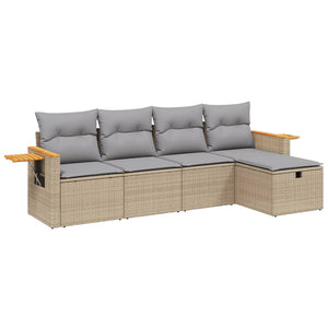 Set Divano da Giardino 5 pz con Cuscini Beige Misto Polyrattan 3265504