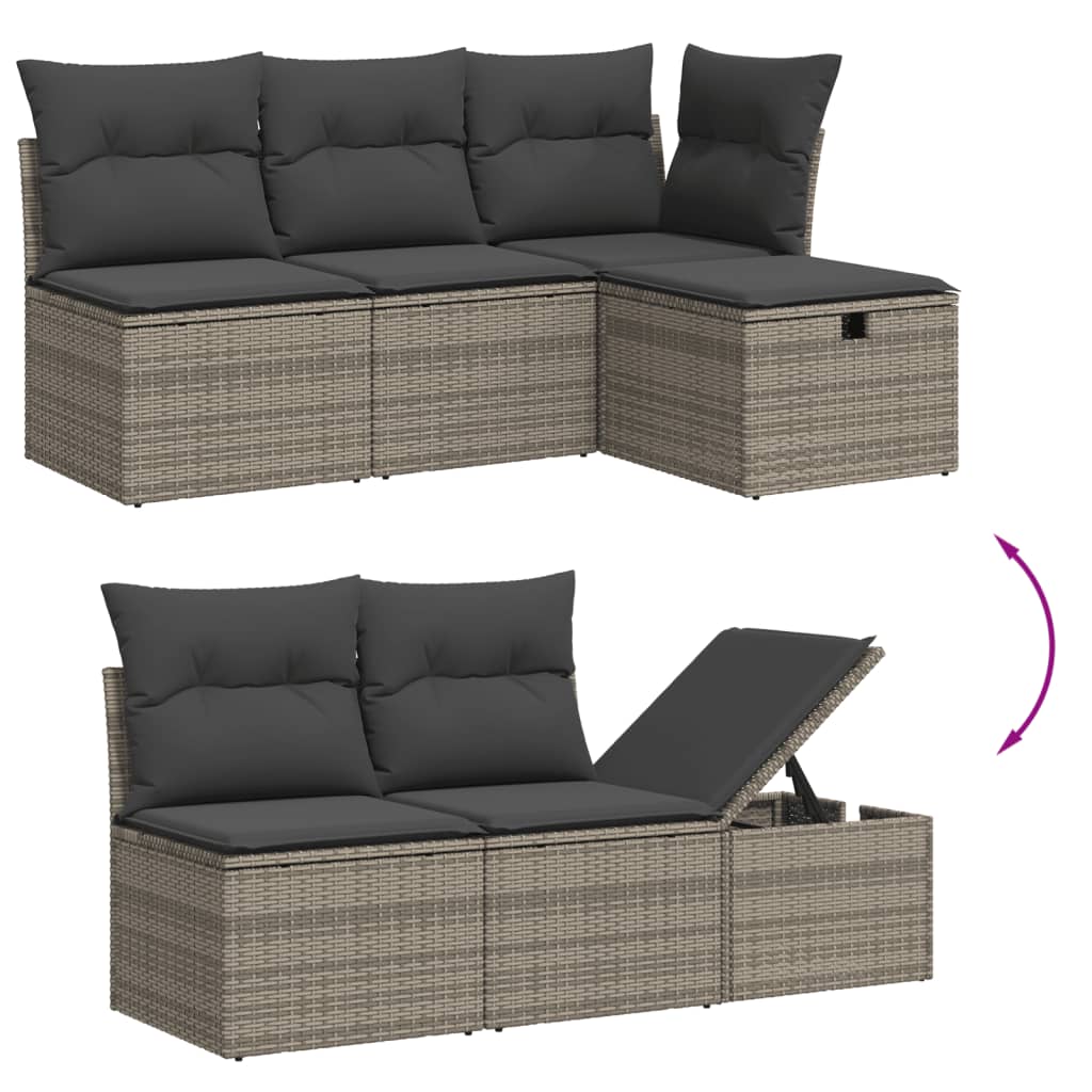 Set Divano da Giardino 5 pz con Cuscini Grigio in Polyrattan 3265505