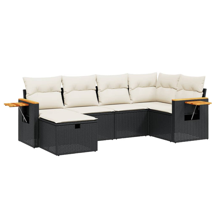 Set Divano da Giardino 6 pz con Cuscini Nero in Polyrattancod mxl 92238