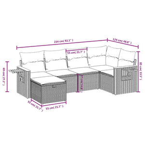 Set Divano da Giardino 6 pz con Cuscini Grigio in Polyrattan