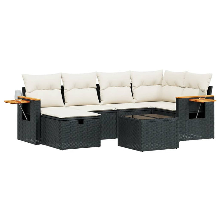 Set Divani da Giardino con Cuscini 7pz Nero Polyrattancod mxl 89766