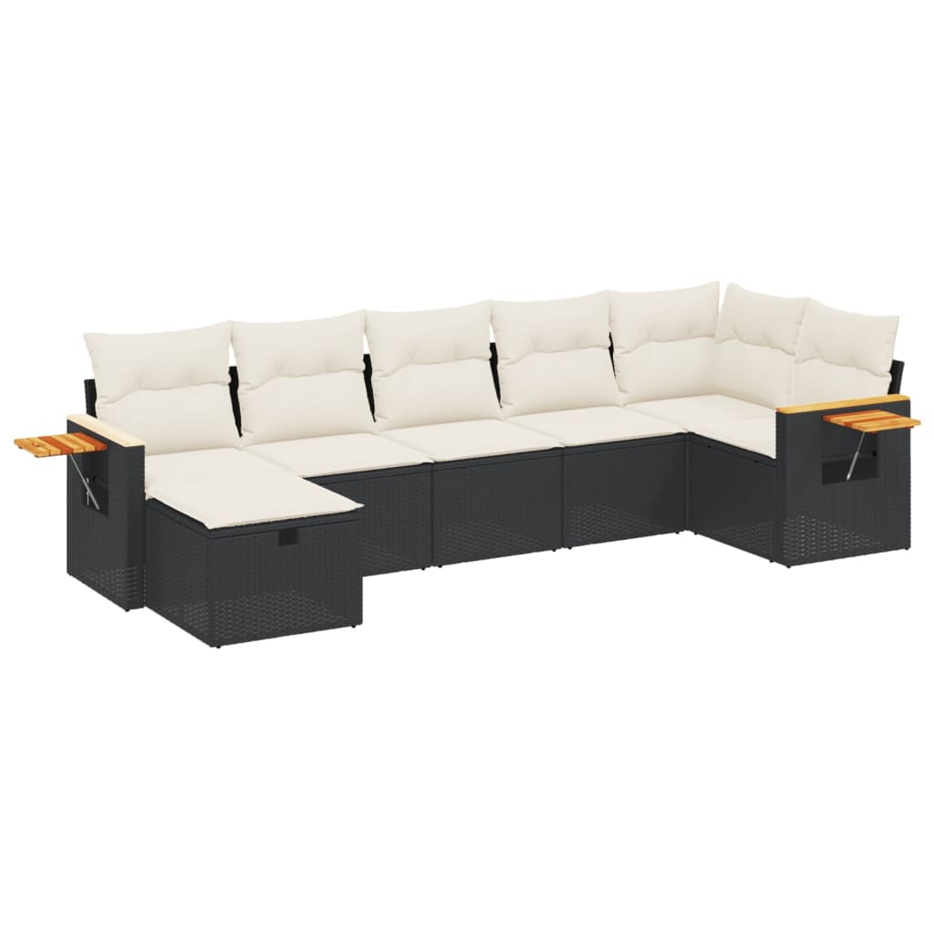 Set Divani da Giardino con Cuscini 7pz Nero Polyrattancod mxl 89768