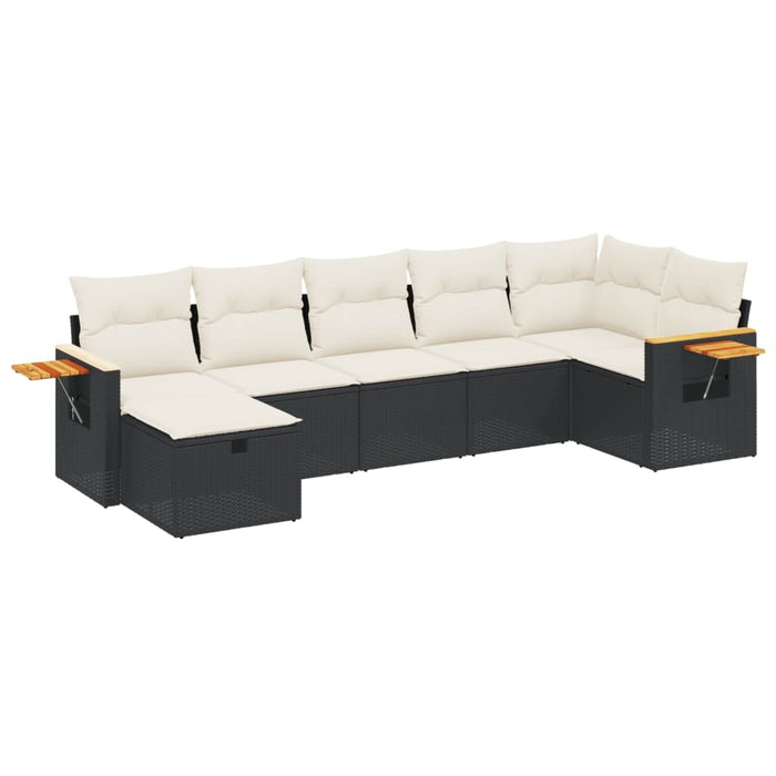 Set Divani da Giardino con Cuscini 7pz Nero Polyrattancod mxl 89768
