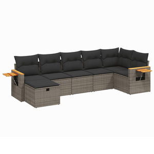 Set Divani da Giardino 7 pz con Cuscini Grigio in Polyrattan