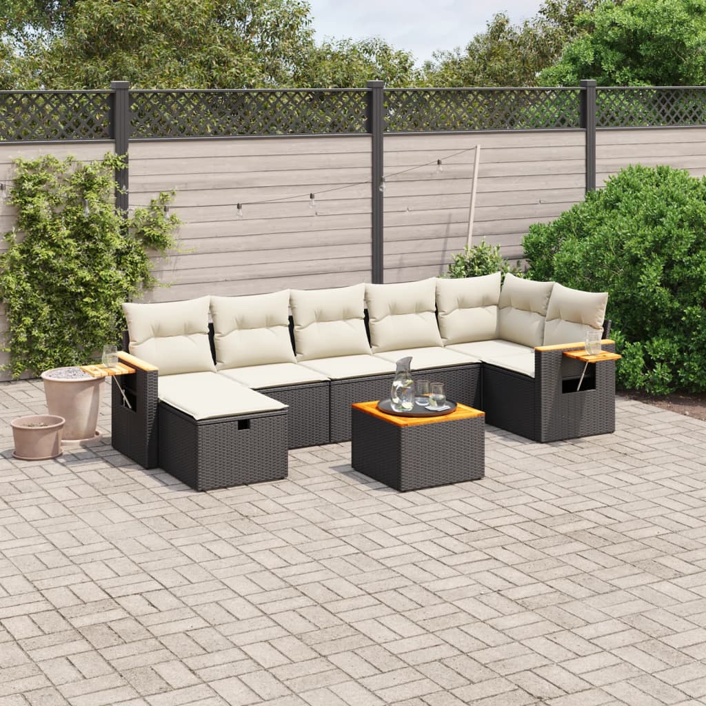 Set Divani da Giardino con Cuscini 8 pz Nero in Polyrattancod mxl 92239