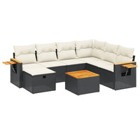 Set Divani da Giardino con Cuscini 8 pz Nero in Polyrattan 3265550