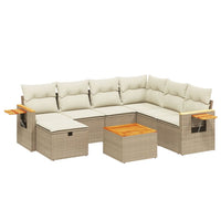 Set Divano da Giardino 8 pz con Cuscini Beige in Polyrattan