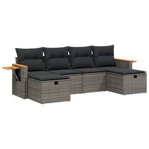 Set Divano da Giardino 6 pz con Cuscini Grigio in Polyrattan 3265561