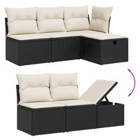 Set Divani da Giardino 5 pz con Cuscini in Polyrattan Nero