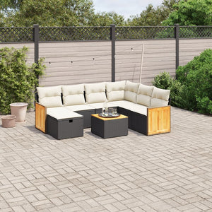 vidaXL Set Divani da Giardino con Cuscini 8 pz Nero in Polyrattan
