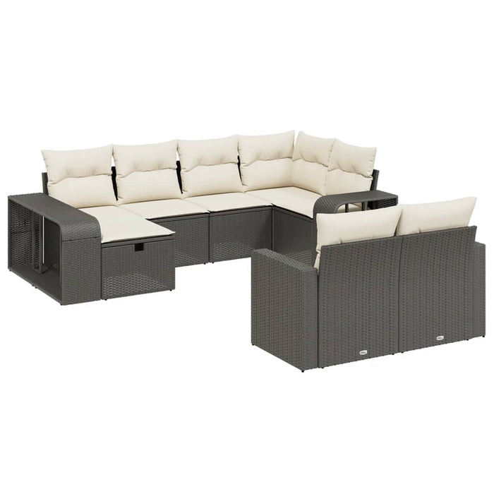 vidaXL Set Divani da Giardino 10pz con Cuscini in Polyrattan Nero