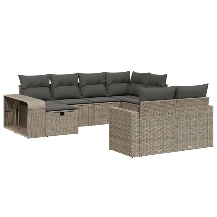 Set Divano Giardino 10 pz con Cuscini Grigio Chiaro Polyrattan 3266242