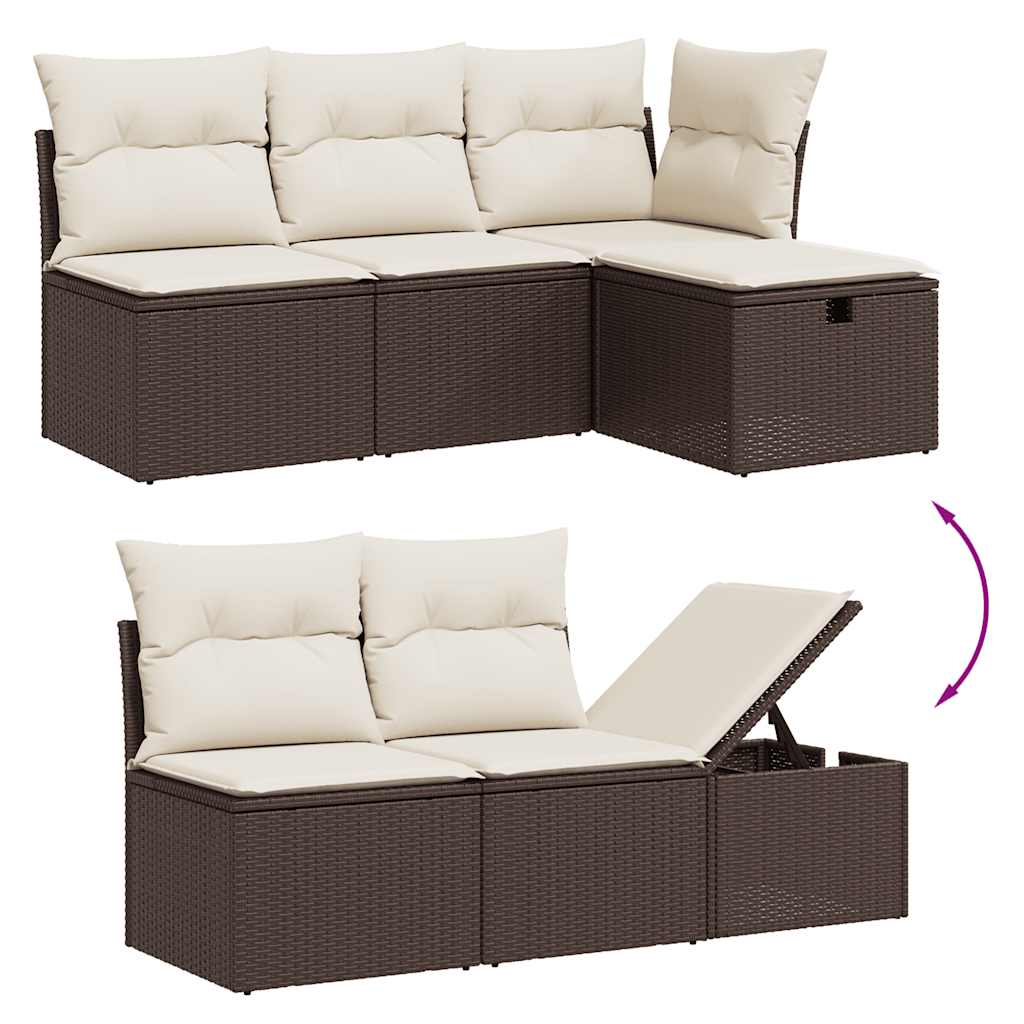 vidaXL Set Divani da Giardino 10pz con Cuscini in Polyrattan Marrone