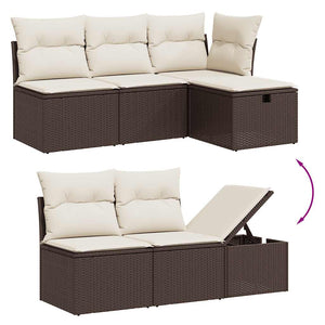 vidaXL Set Divani da Giardino 10pz con Cuscini in Polyrattan Marrone