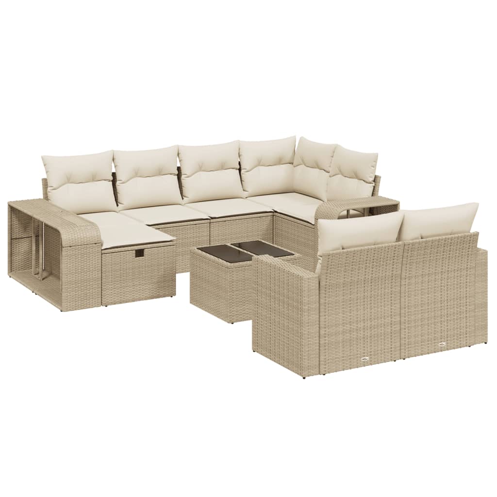 Set Divani da Giardino 11 pz con Cuscini Beige in Polyrattan 3266248
