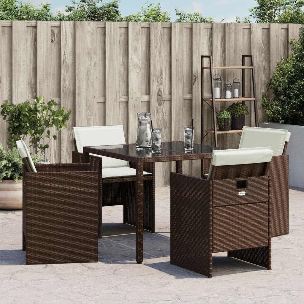 Sedie da Giardino con Cuscini 4 pz Marroni in Polyrattan 4007438
