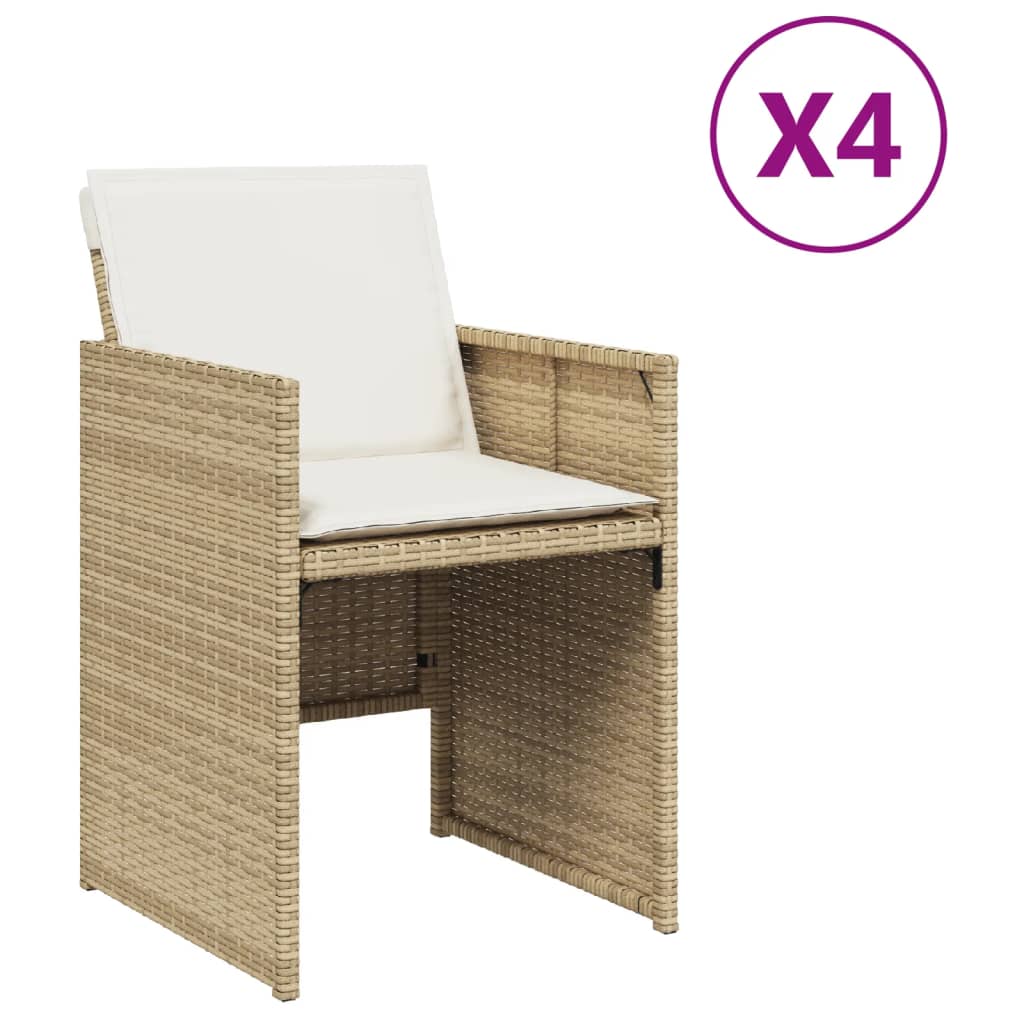 Sedie da Giardino con Cuscini 4 pz Beige in Polyrattan 4007439