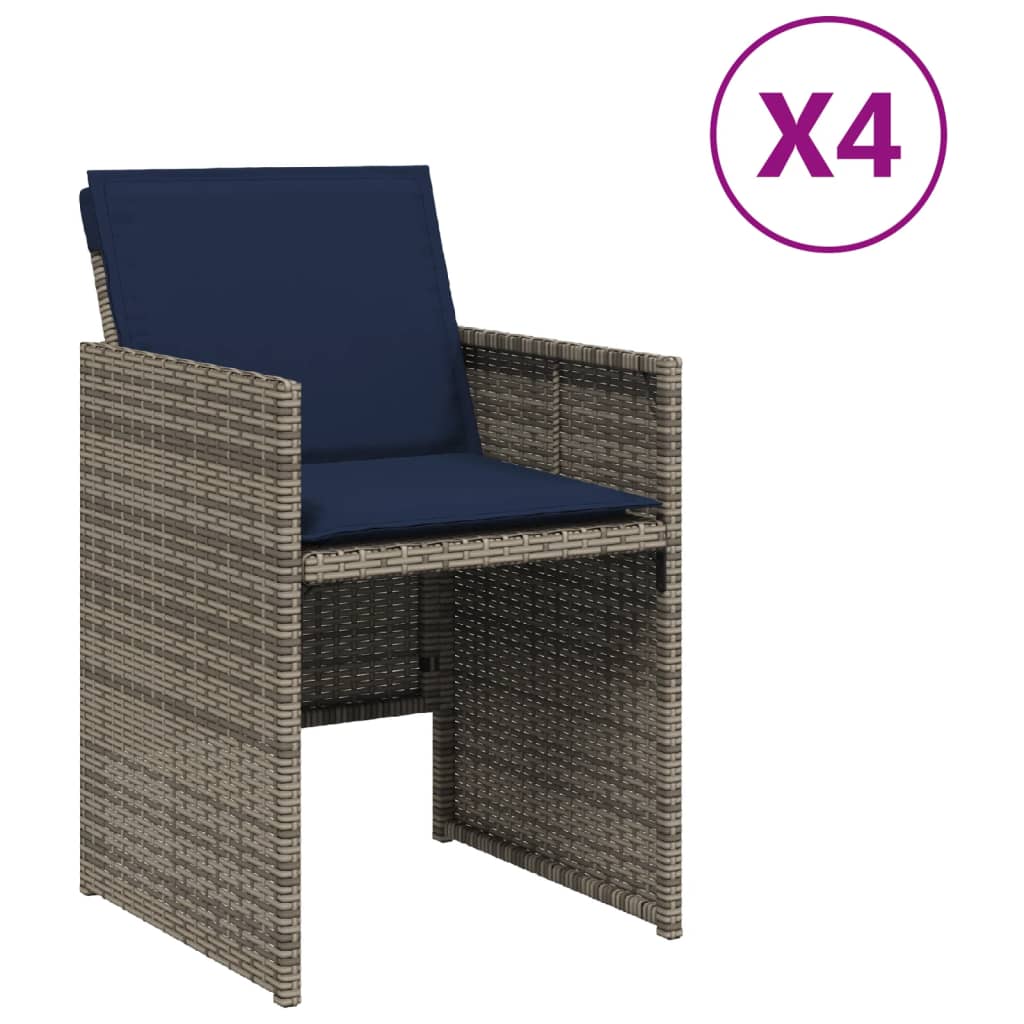 Sedie da Giardino con Cuscini 4pz Grigio in Polyrattan