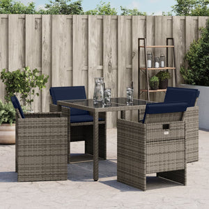 Sedie da Giardino con Cuscini 4pz Grigio in Polyrattan