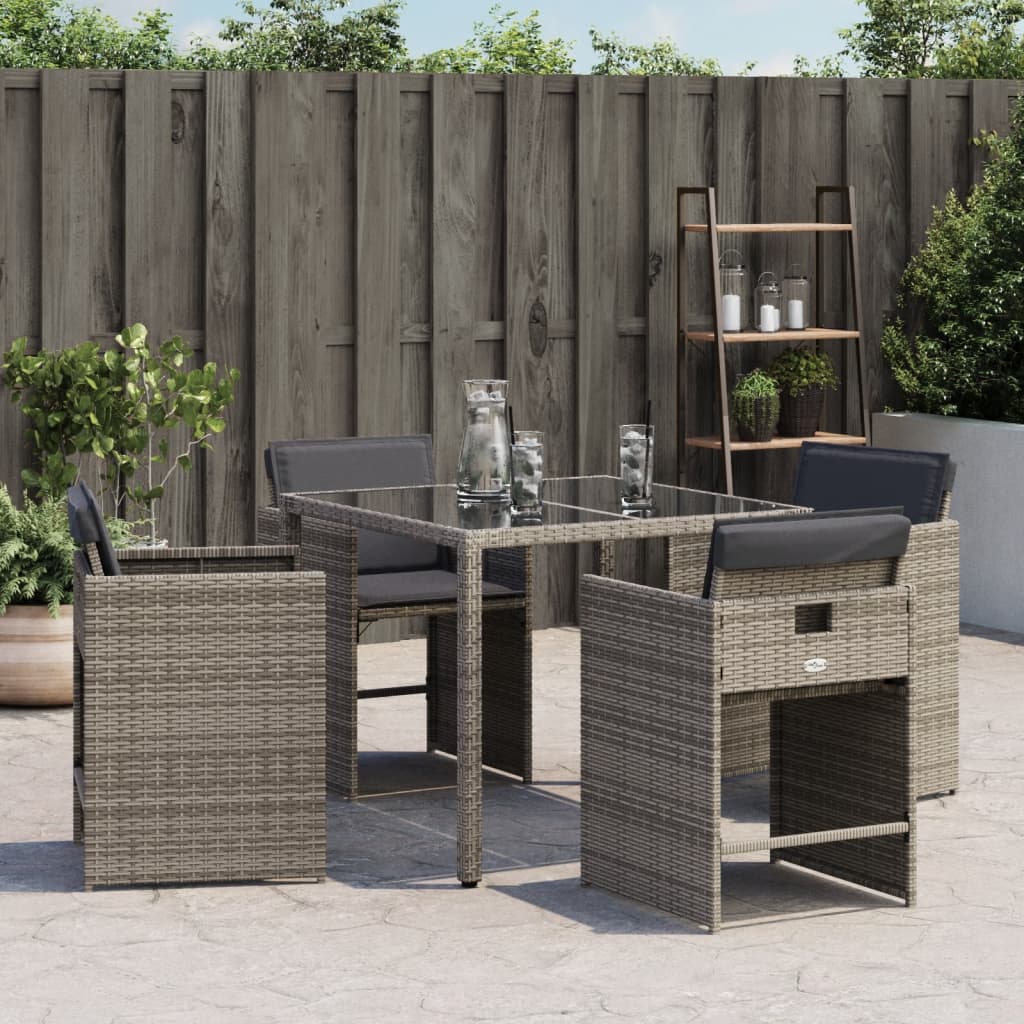 Sedie da Giardino con Cuscini 4pz Grigio in Polyrattan 4007457