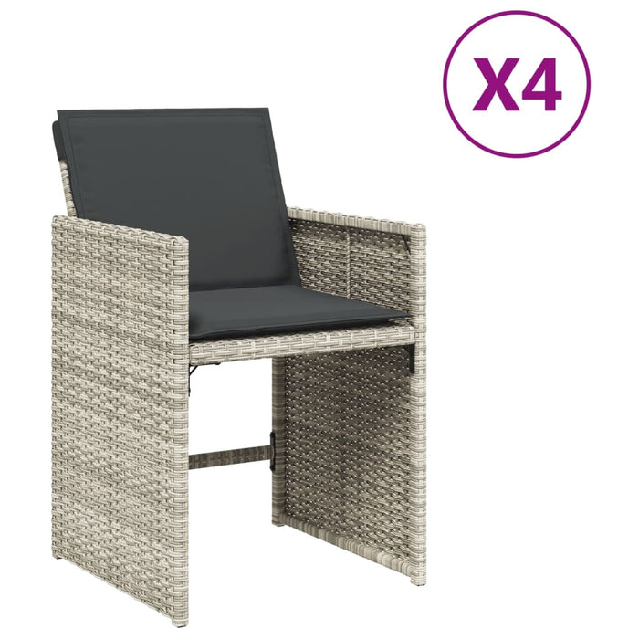Sedie da Giardino con Cuscini 4 pz Grigio Chiaro in Polyrattan 4007460