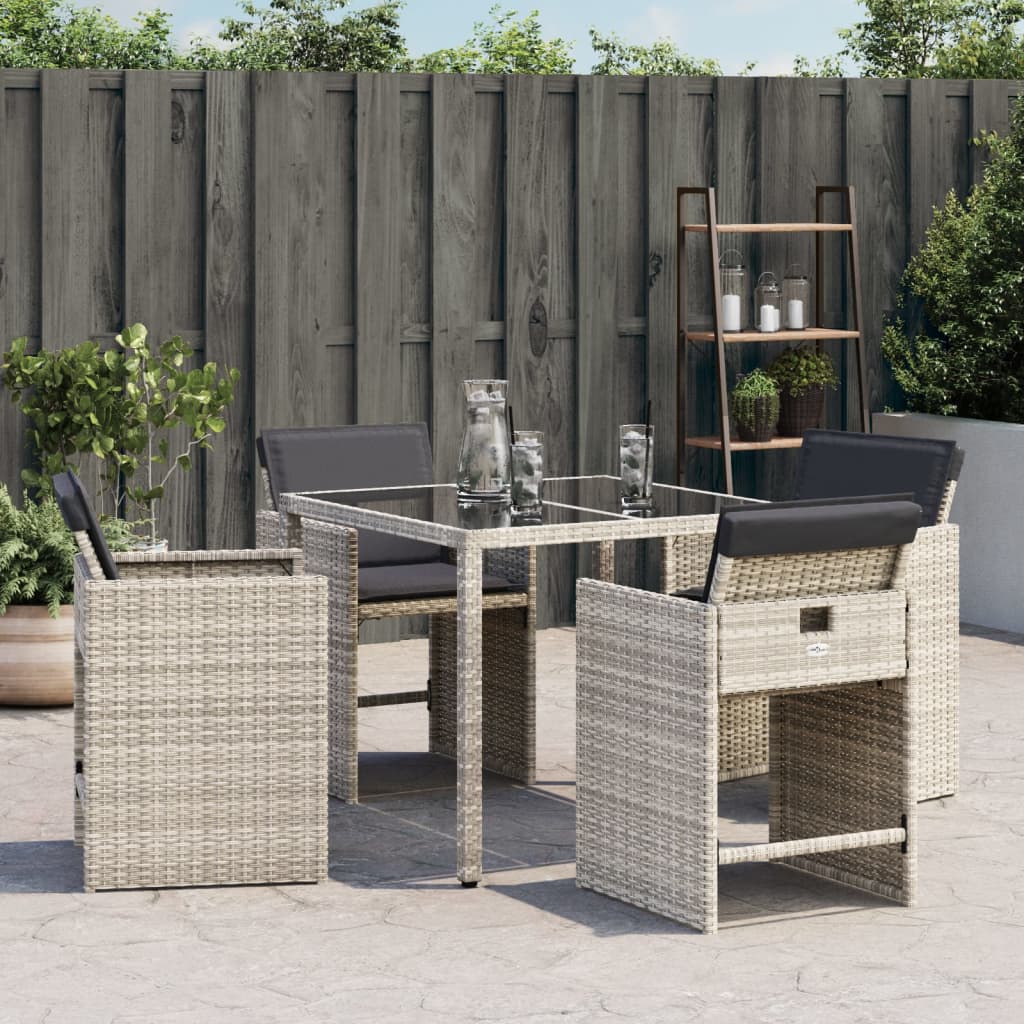 Sedie da Giardino con Cuscini 4 pz Grigio Chiaro in Polyrattan 4007460
