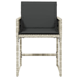 Sedie da Giardino con Cuscini 4 pz Grigio Chiaro in Polyrattan