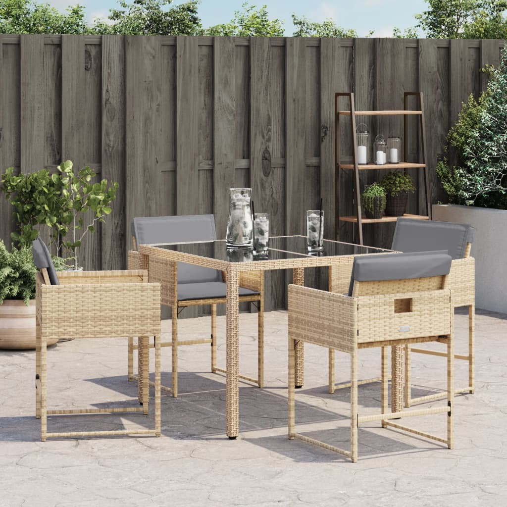 Sedie da Giardino con Cuscini 4 pz Beige Misto in Polyrattan 4007481
