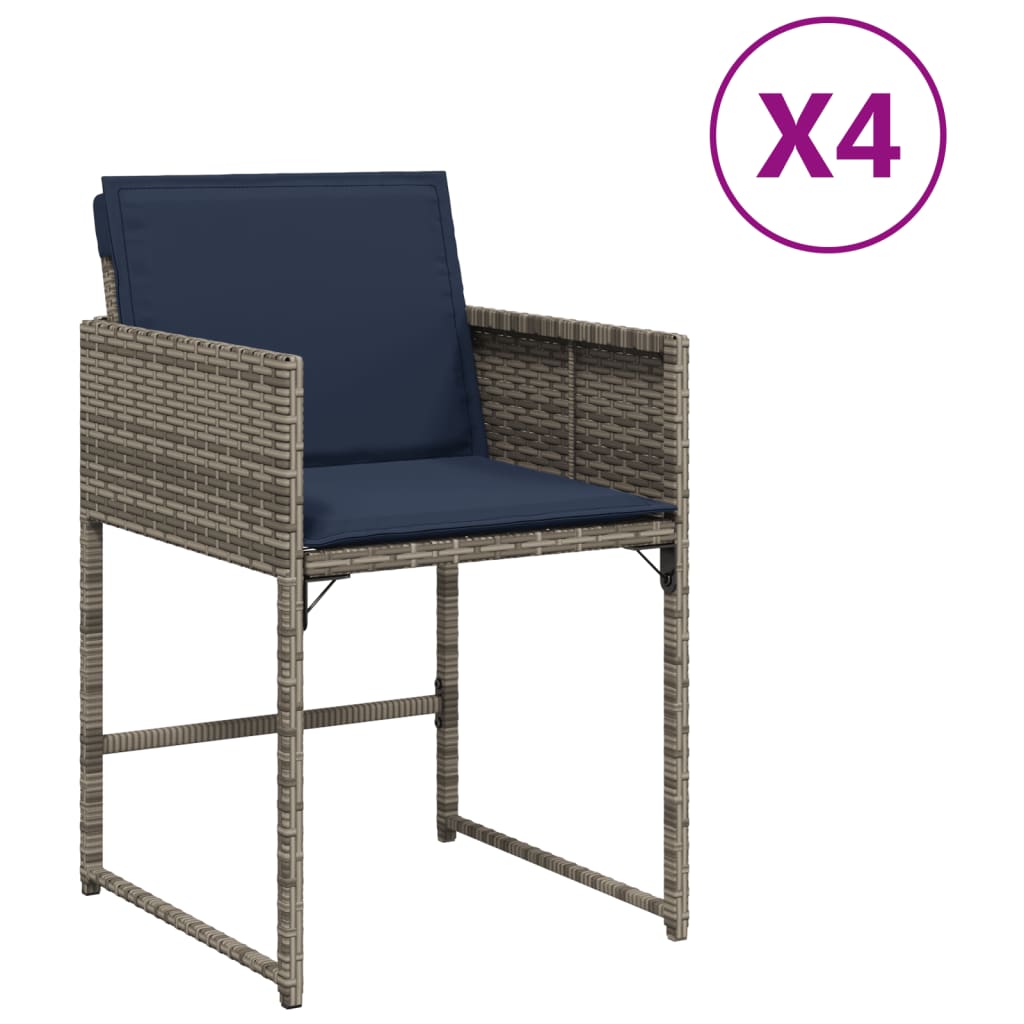 vidaXL Sedie da Giardino con Cuscini 4pz Grigio in Polyrattan