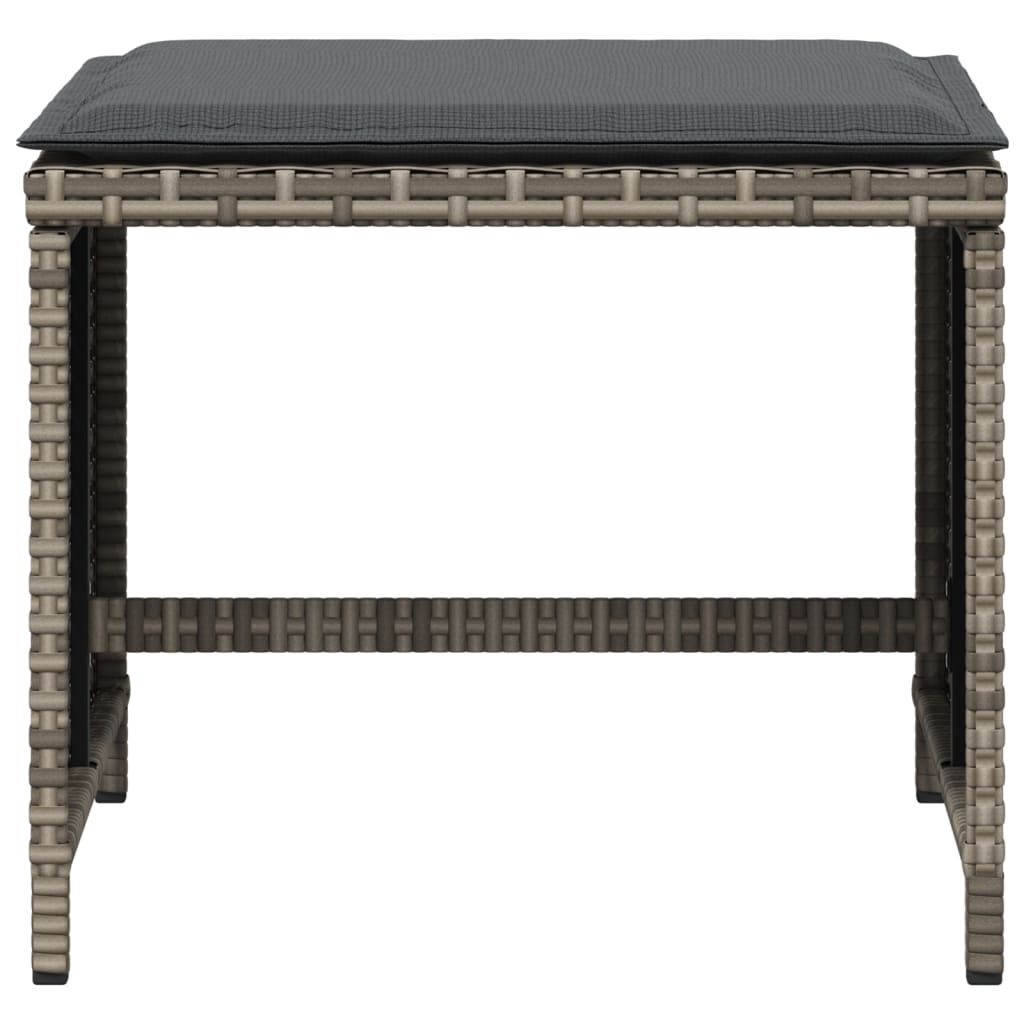 Sgabelli Giardino con Cuscini 4 pz Grigi 40x40x35 cm Polyrattan 4007485