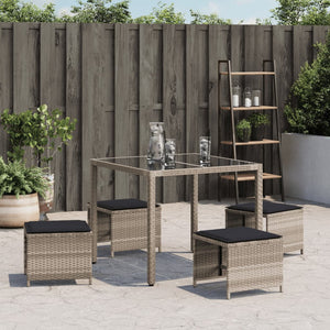 Sgabelli Giardino Cuscini 4pz Grigio Chiaro 40x40x35 Polyrattan 4007488