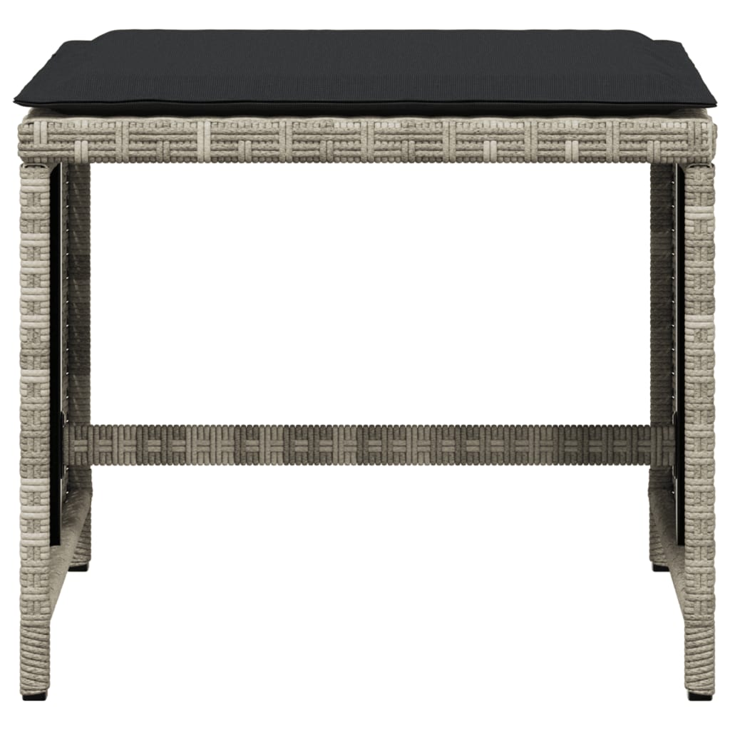 Sgabelli Giardino Cuscini 4pz Grigio Chiaro 40x40x35 Polyrattan 4007488