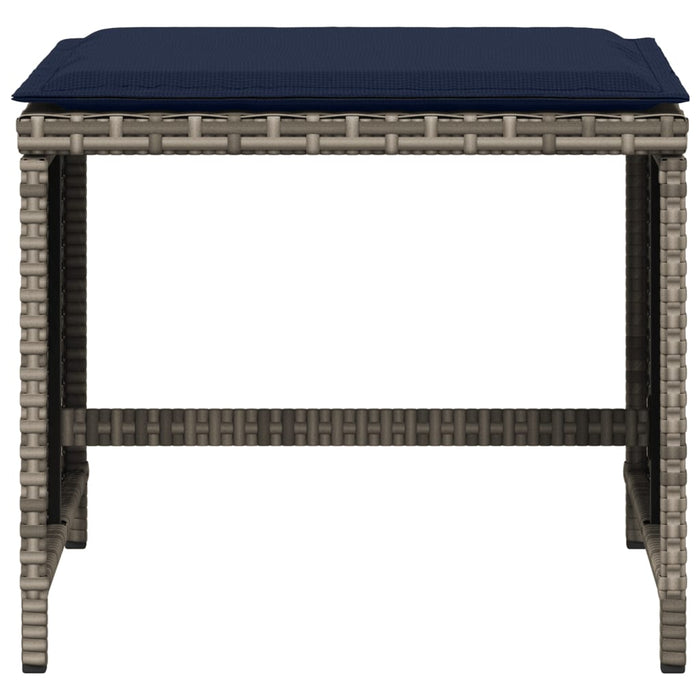Sgabelli Giardino con Cuscini 4 pz Grigi 40x40x35 cm Polyrattan