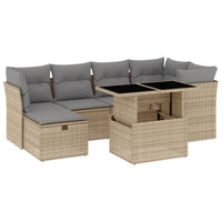 vidaXL Set Divani da Giardino 7 pz con Cuscini Beige in Polyrattan