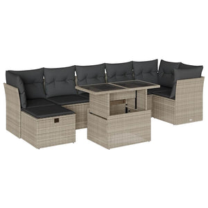 vidaXL Set Divano da Giardino 8pz con Cuscini Grigio Chiaro Polyrattan